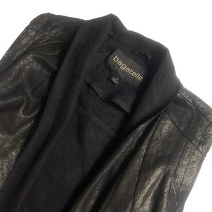 Bagatelle Medium Black Vest Tie Front‎ Faux Leather Look